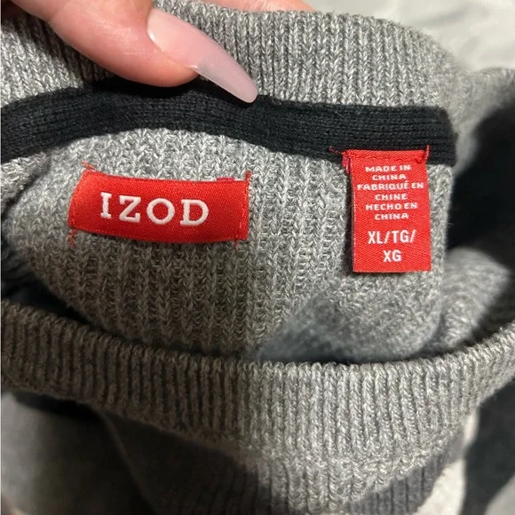 Used Izod grey Stratton striped crew neck sweater vanilla ice(greys) -size xl - Picture 4 of 6